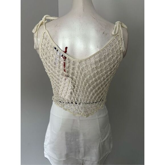 MY BEACHY SIDE Crochet Net Beaded Top in Snow White ONE SIZE - Picture 5 of 7